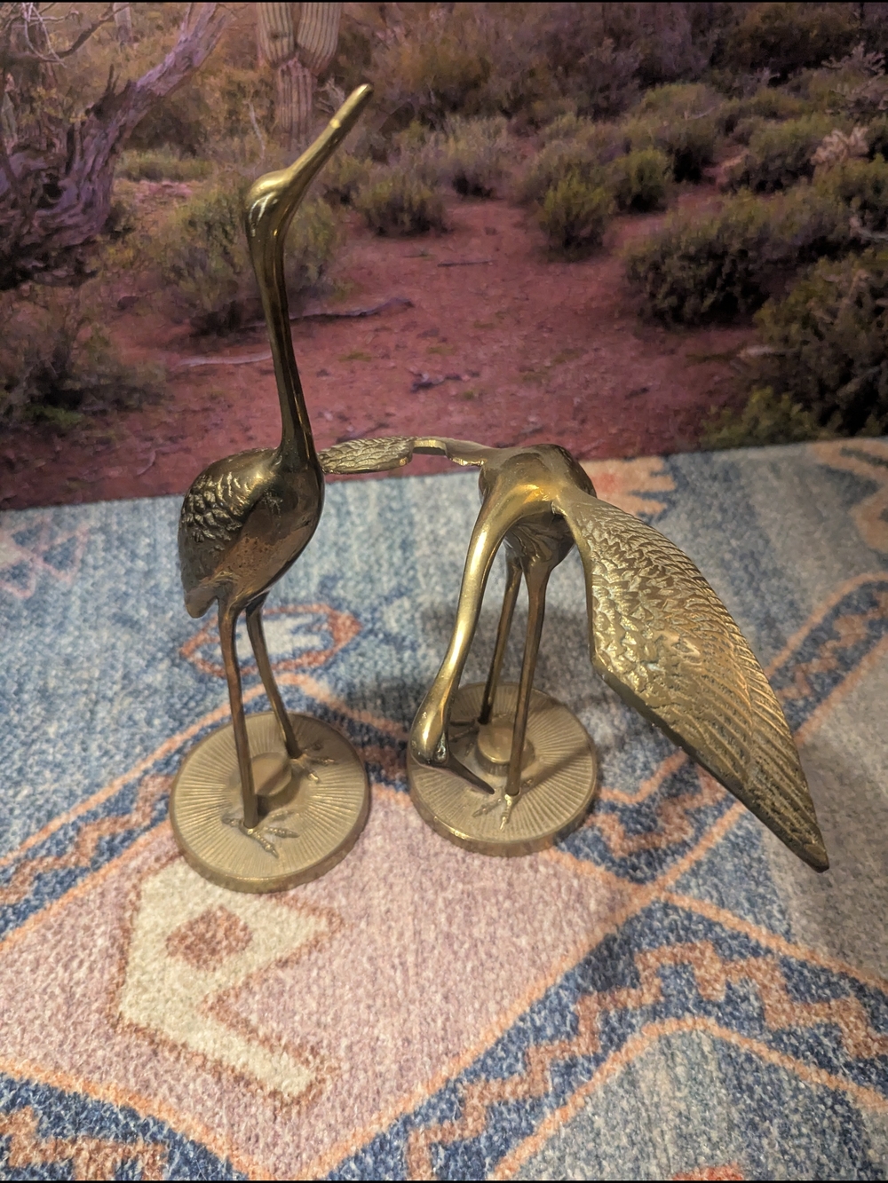 Brass Crane/ Heron Like Bird Figurine-Pair - Picture 9 of 11